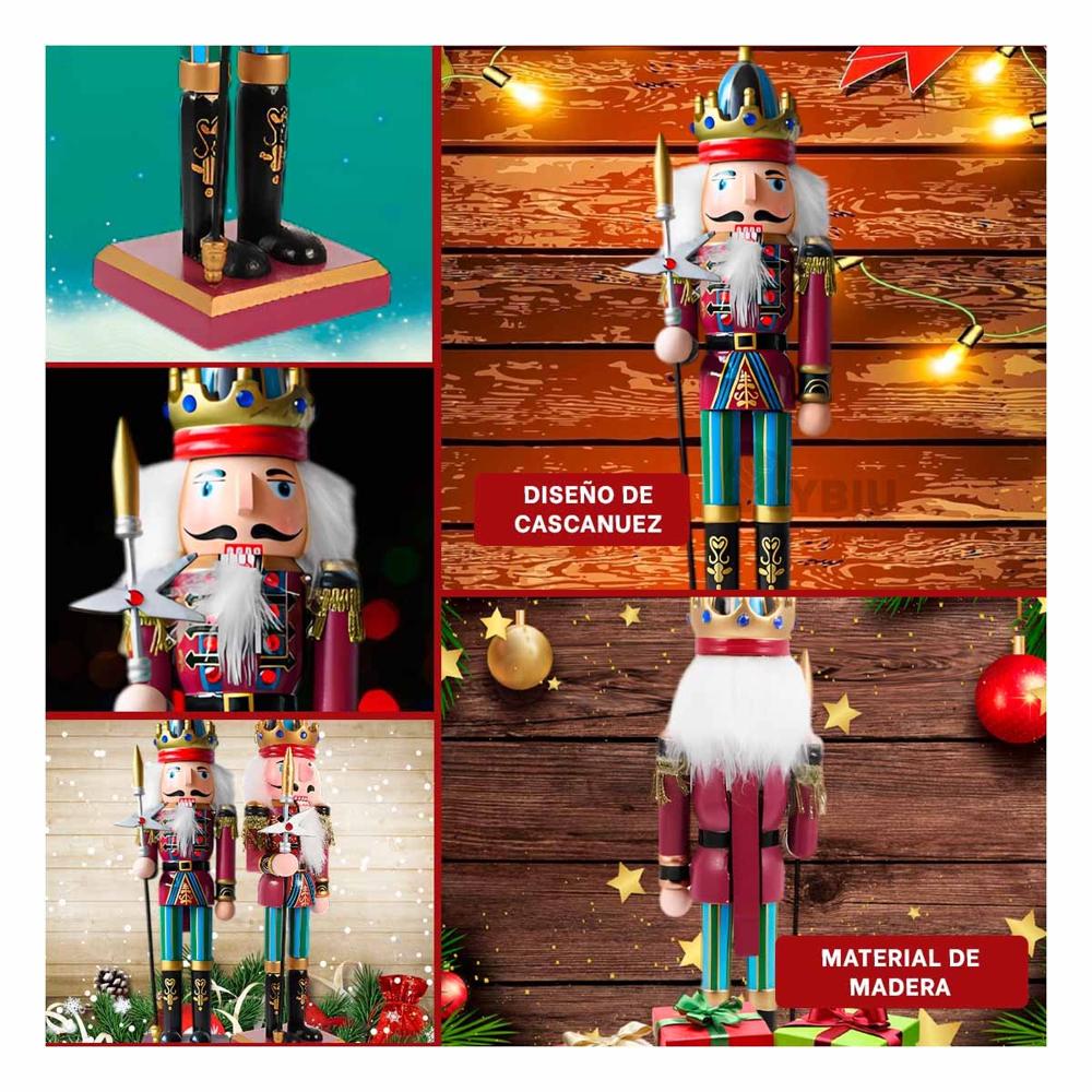 Cascanuez con Corona y Baculo con Diamantes en Color Guinda