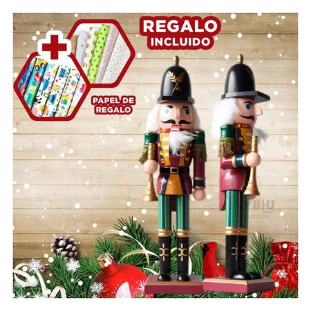 Cascanuez Navideño de Buen Material Guinda Y+Papel de Regalo