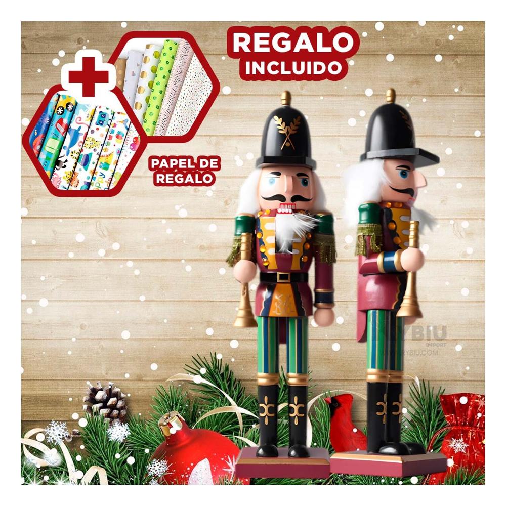 Cascanuez Navideño de Buen Material Guinda Y+Papel de Regalo