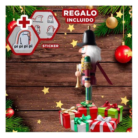 Cascanuez Elegante de Navidad en Guinda Y+Regalo Stickers