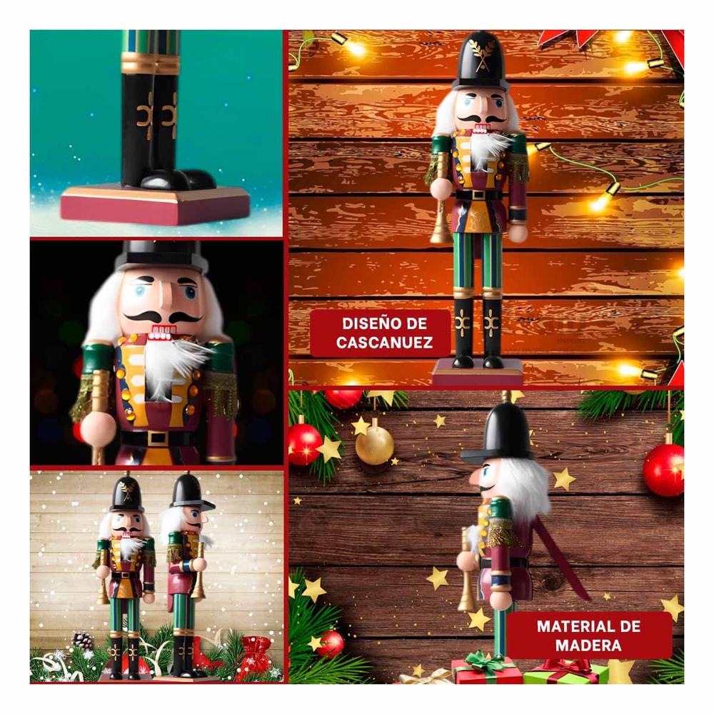 Cascanuez con Sombrero y Trompeta de 38 cm en Guinda