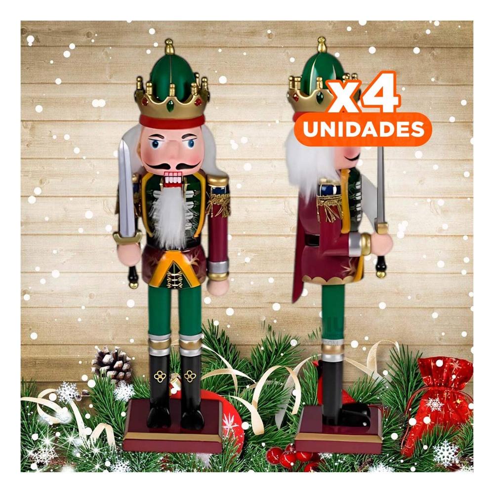 Pack4 Cascanuez Muneco soldadito Navideno Guinda Y+Regalo Stickers