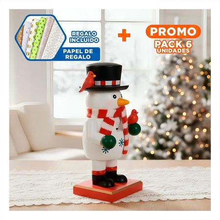 Pack6 Adorno Decorativo Hombre de Nieve Y+Papel de Regalo