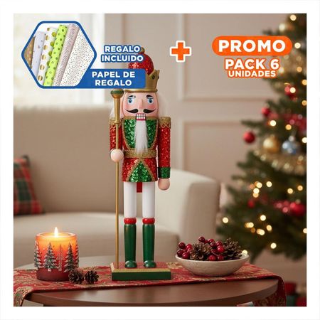 Pack6 Adorno Elemento Decorativo Rojo Verd Y+Papel de Regalo