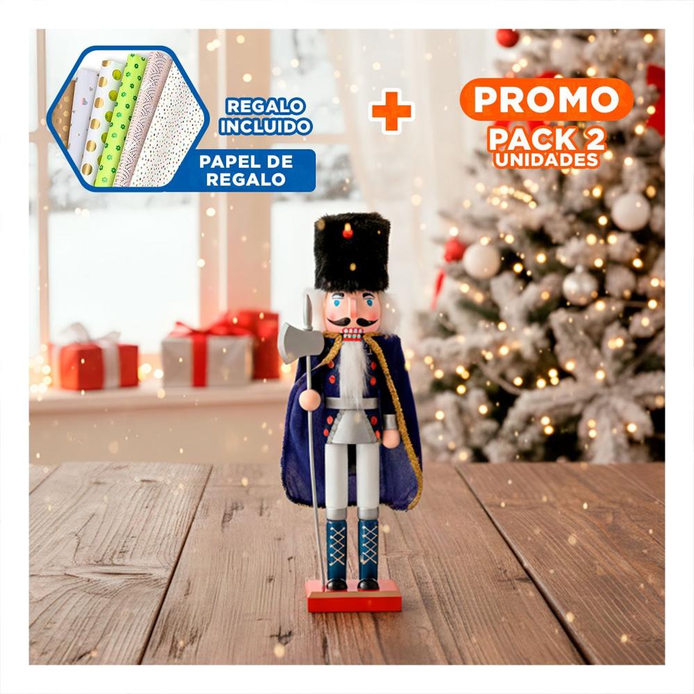 Pack2 Cascanuez Duradero Navideño en Azul Y+Papel de Regalo