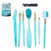 Set De Brochas De Maquillaje Hendren x7 Piezas Celeste