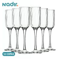 Set De Copas Champagne Vidrio Nadir Fiore X12 Pzs