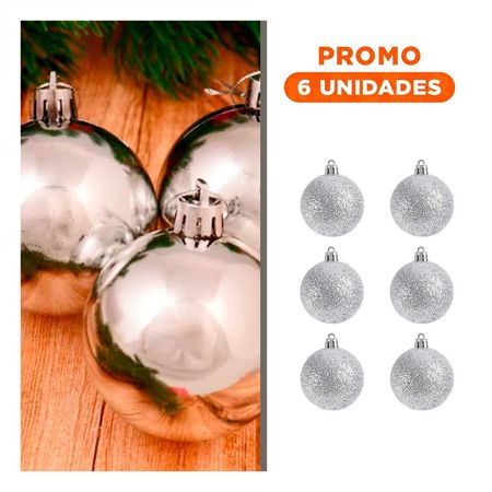 Pack6 Adorno Redondo con Diseño en Plateado