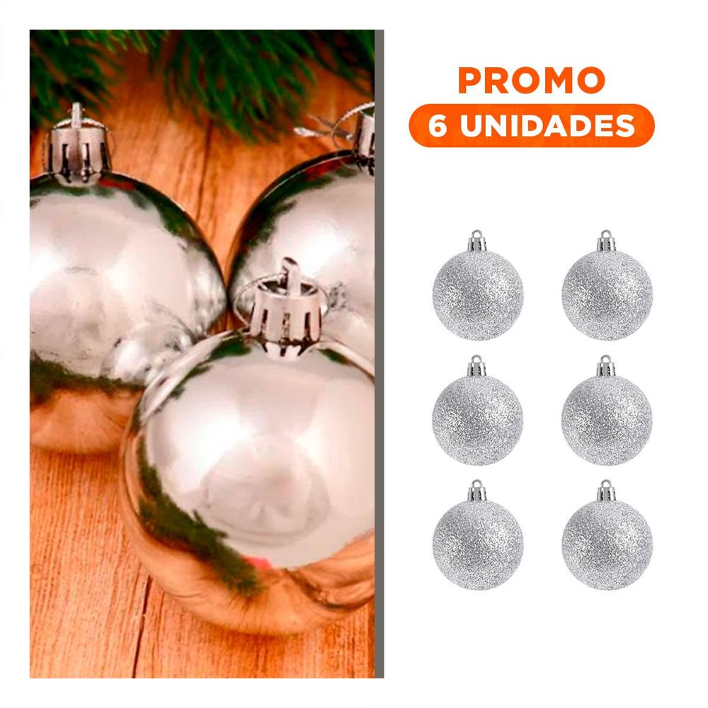 Pack6 Adorno Redondo con Diseño en Plateado
