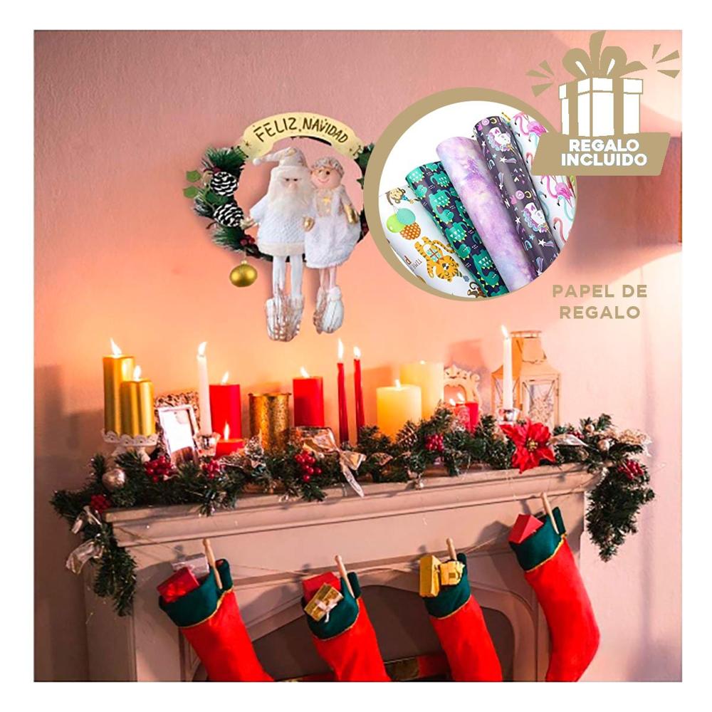 Corona Tradicional para Navidad en Blanco Y+Papel de Regalo