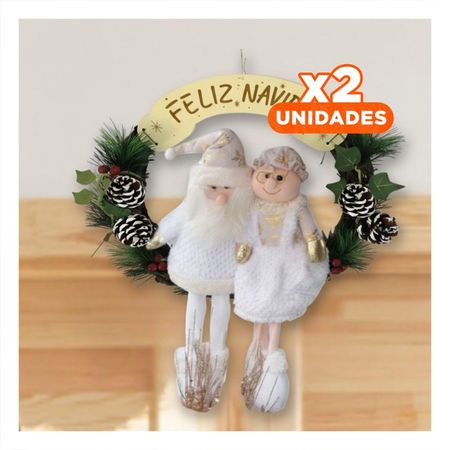Pack2 Adorno Navideño Resistente en Blanco Y+Regalo Stickers