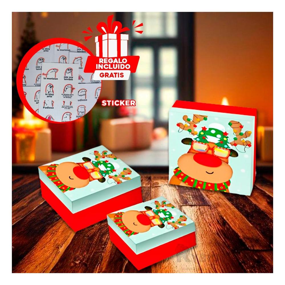 Pack12 Juego de Cajas Decorativas Rojo Y+Regalo Stickers - plazaVea