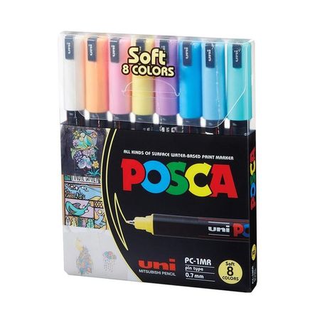 POSCA Pack PC-1MR 8C Soft Color Nueva Presentación X8