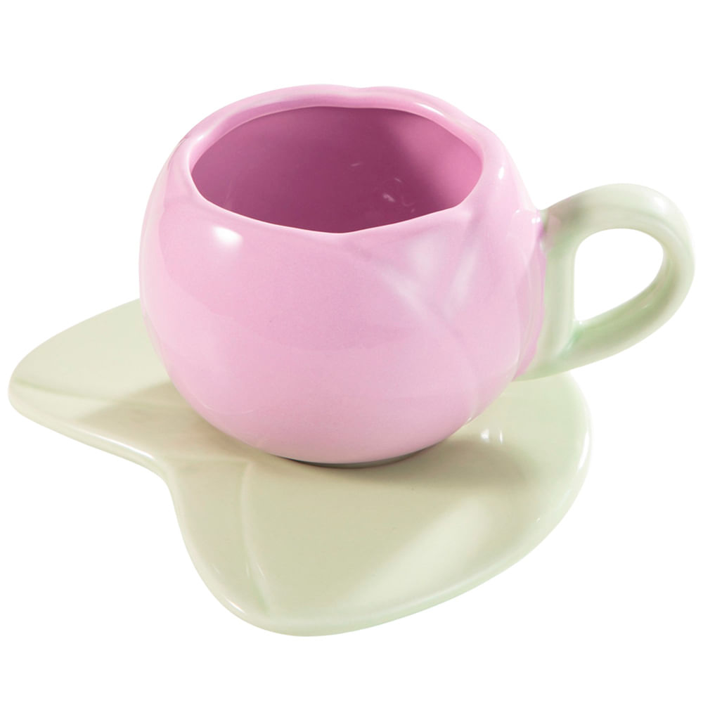Taza DECO HOME Tulipan C/Plato Mariposas