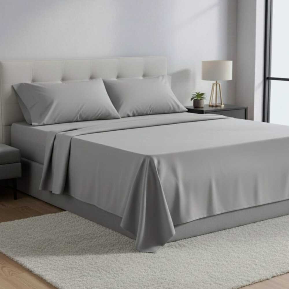 JUEGO DE SABANAS BRAMANTE GRIS 2 PLZ FREE HOME