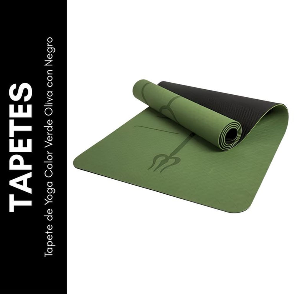 Tapete de Yoga Color Verde Oliva con Negro