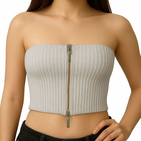 Top Strapple Doble Cierre 474G Lid-10 Hilo Tacto Color Crudo Talla XS