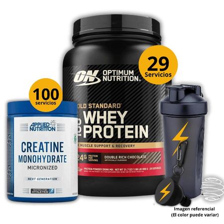 Proteína Gold standard whey de 2lb Chocolate - Creatina Applied Nutrition de 500gr - regalos