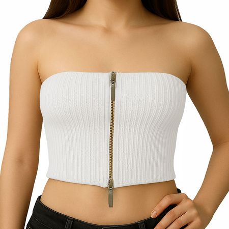 Top Strapple Doble Cierre 474G Lid-10 Hilo Tacto Color Hueso Talla S