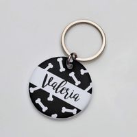 Placa de identificación perros gatos Huesitos Negro