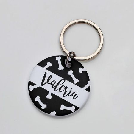 Placa de identificación perros gatos Huesitos Negro