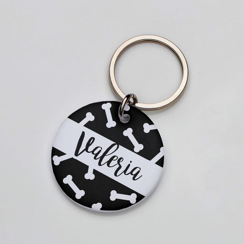 Placa de identificación perros gatos Huesitos Negro