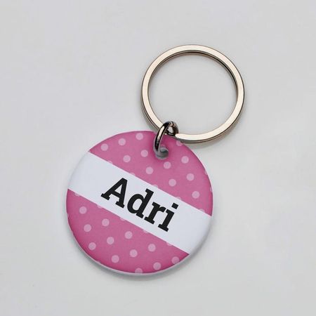 Placa de identificación perros gatos Puntos Rosado