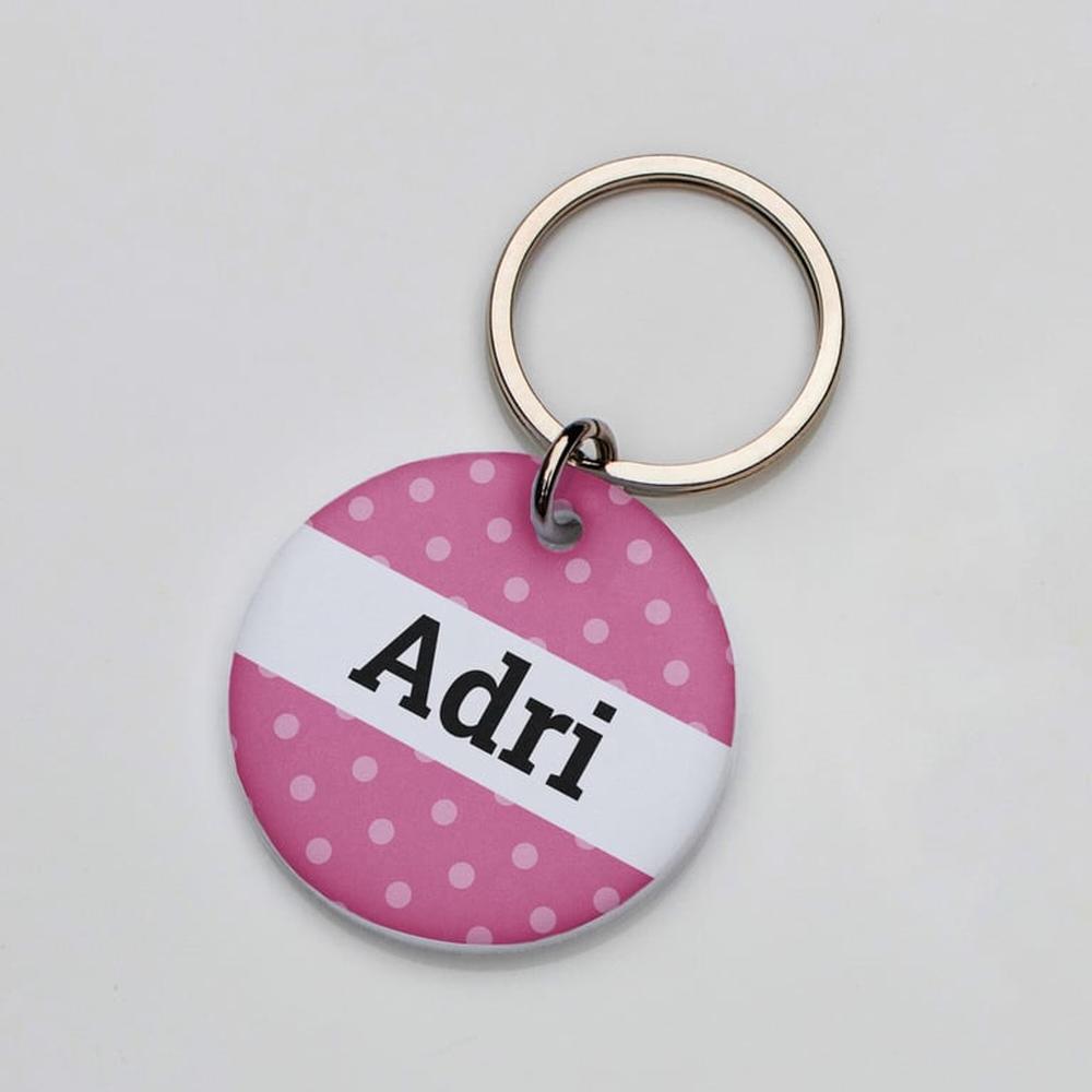 Placa de identificación perros gatos Puntos Rosado