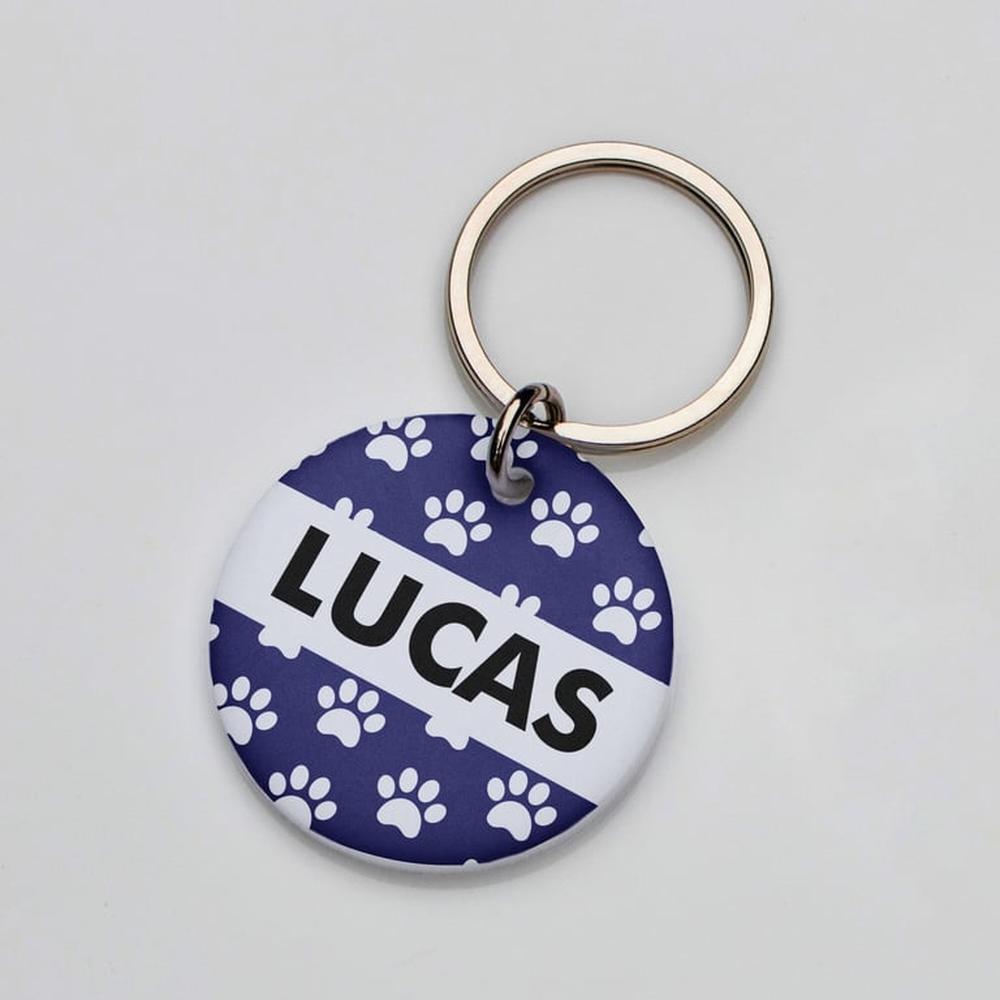 Placa de identificación perros gatos Huellitas Azul