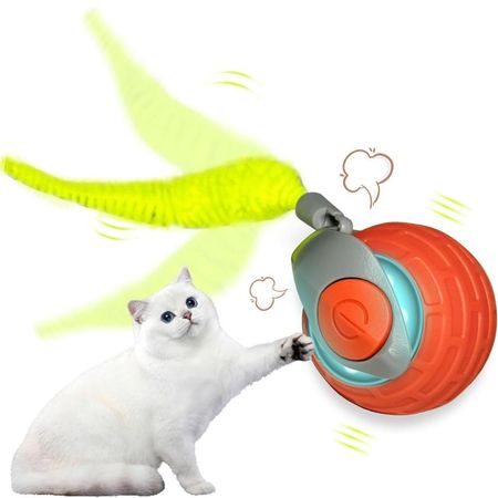 Pelota Inteligente Para Gatos Con Cola, Juguete Interactivo Recargable Naranja