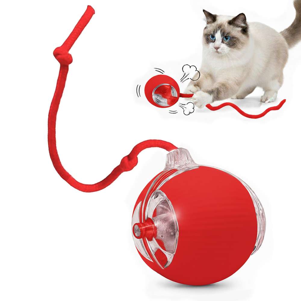 Pelota Interactiva con Cuerda para Gatos y Perros Rojo