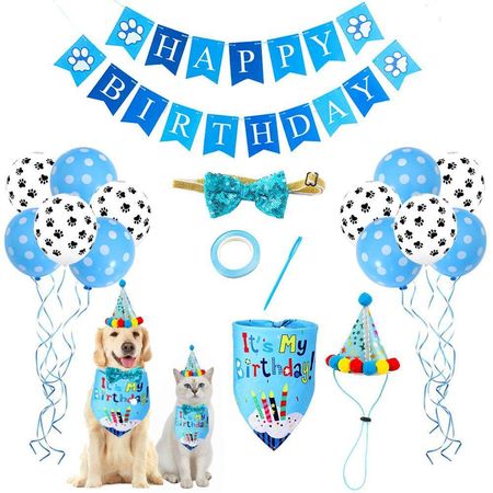 KIT CUMPLEAÑOS PARA MASCOTAS - CELESTE