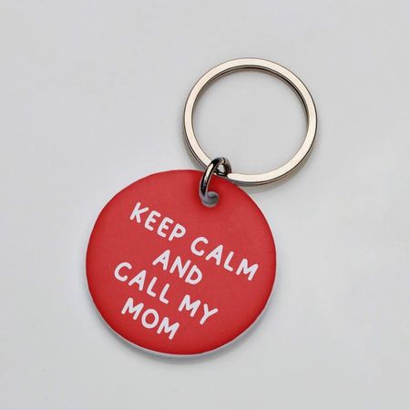 Placa de identificación perros gatos Keep Calm Mom Rojo