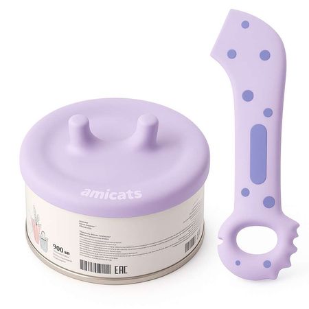 Cuchara Abrelatas y Tapa para Mascotas Lila