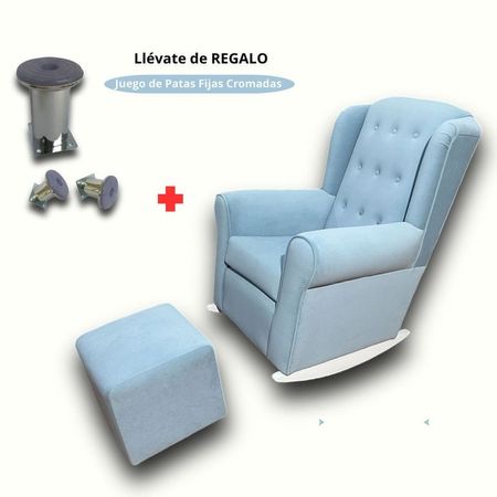 Sillon Mecedor de Lactancia Antifluido Mod BOTONES CELESTE