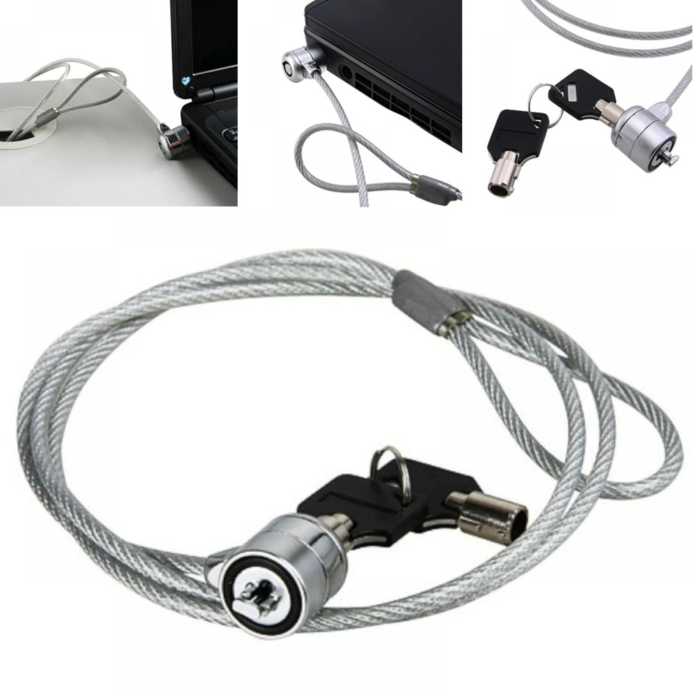 Cadena Cable de Acero con Clave Antirrobo para Laptop de Acero 110cm