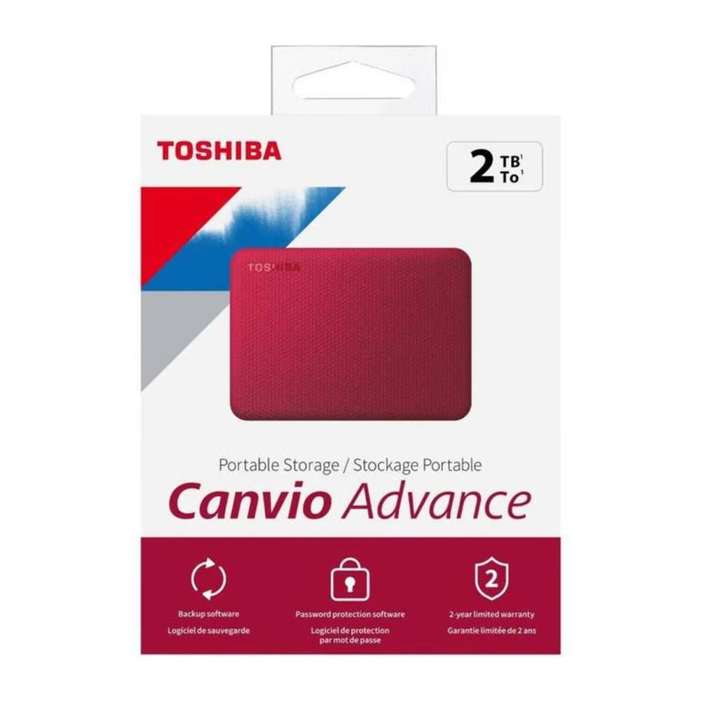 Disco Duro Externo Toshiba Canvio Advance 2TB - Rojo - Portátil
