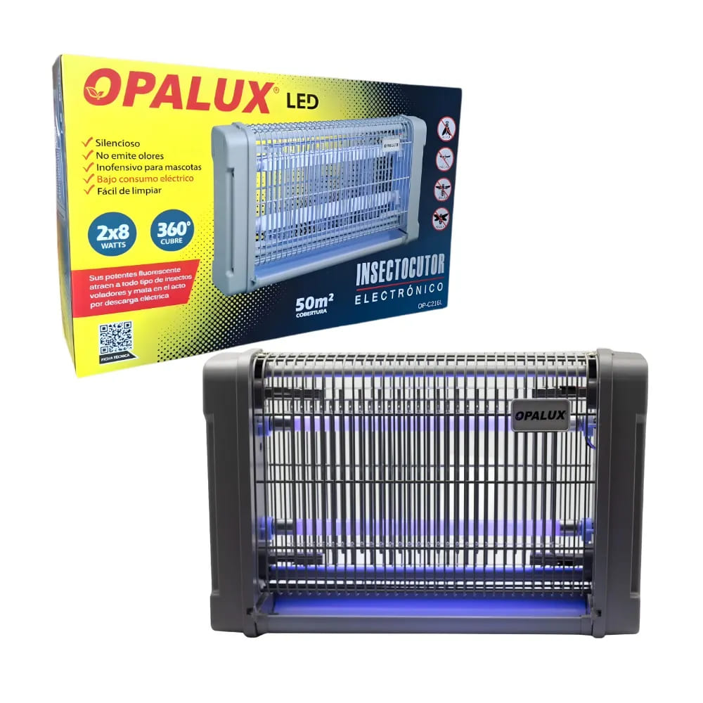 Insectocutor Electrónico Uv 16w 50m2 Opalux OP-C216  OP-C216L