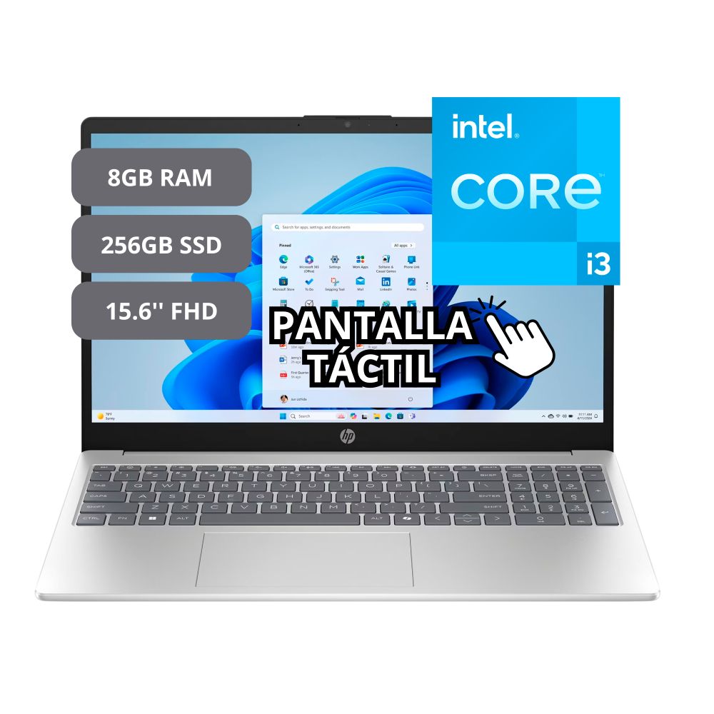 Laptop HP I3 A9HM6UA Táctil 8GB 256GB 15.6"" W11