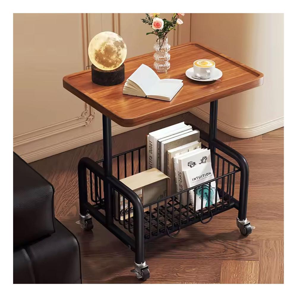 Mesa Portatil De Madera Divisiones Ruedas Marrón C2727