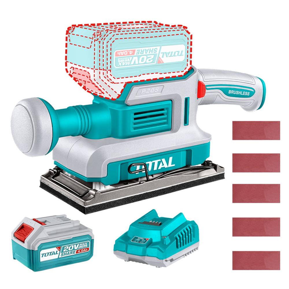 Lijadora Orbital + Bateria y Cargador Total TFSLI20311