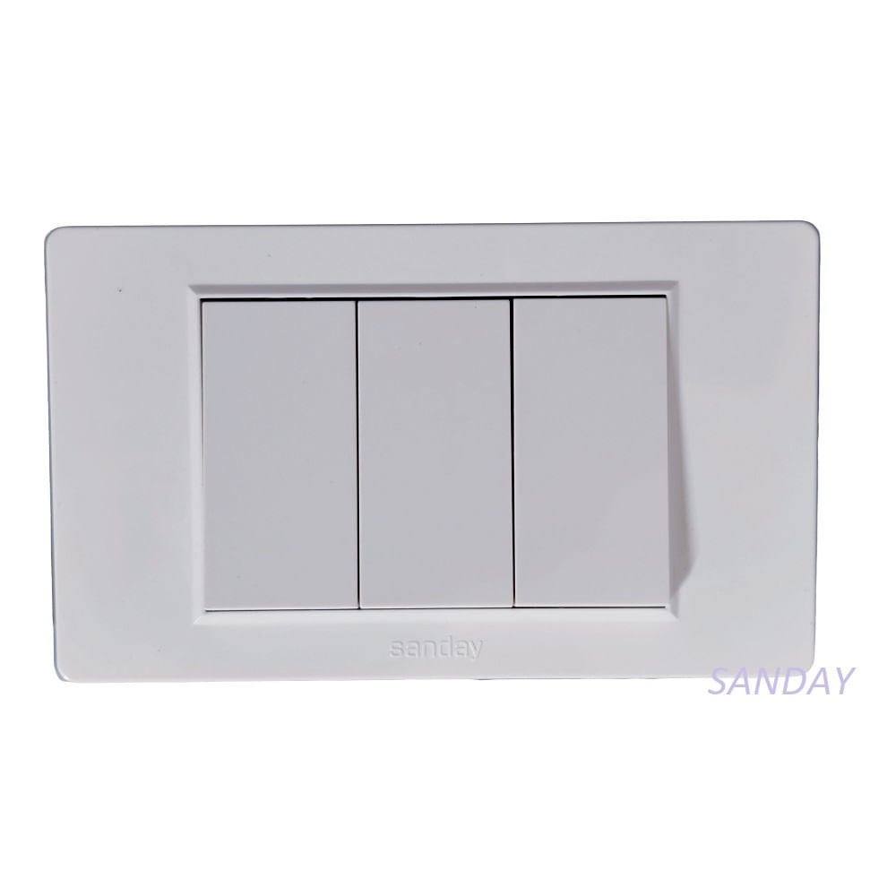 INTERRUPTOR TRIPLE PLACA BLANCA Y DADOS BLANCOS SANDAY