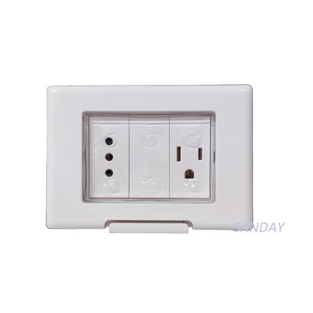 TAPA A PRUEBA DE AGUA Y TOMACORRIENTE DOBLE 3 LINEA Y AMERICANO TAPA BLANCA Y DADO BLANCO SANDAY
