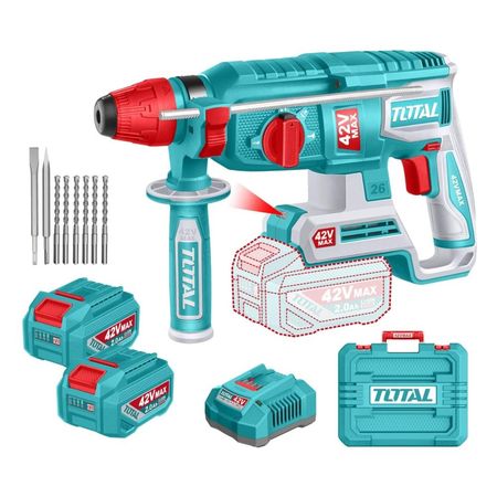 Rotomartillo SDS Plus 2.5J + 2 Bateria y Cargador 42v Total TRHLI422682
