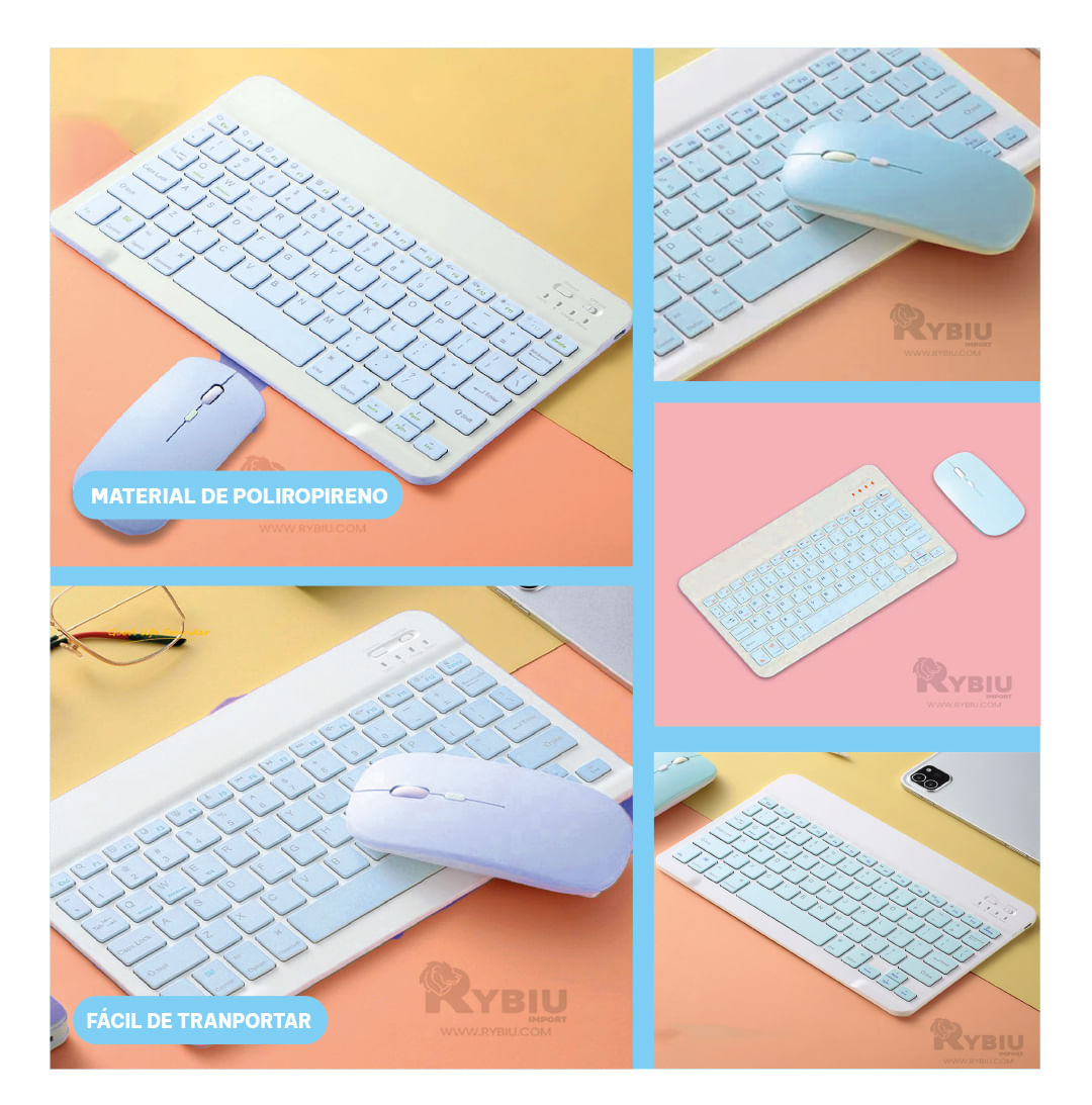 Kit Recargable Keyboard en Color Celeste Y+Papel de Regalo