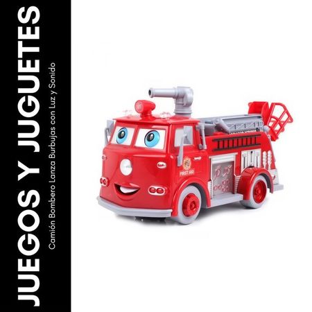 Camión Bombero Lanza Burbujas con Luz y Sonido