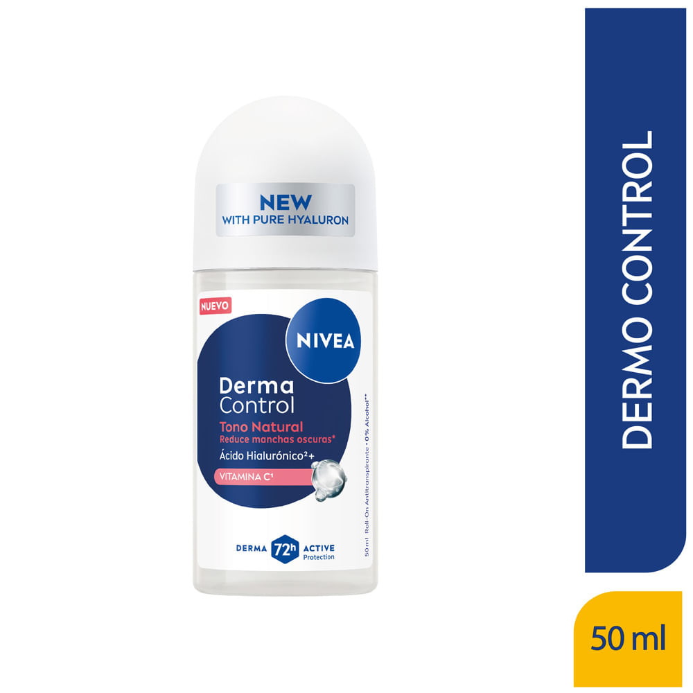 Desodorante para Mujer en Roll On NIVEA Derma Control Tono Natural Frasco 50ml