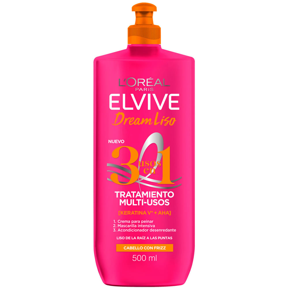 Mascarilla de Tratamiento 3 en 1 ELVIVE Dream Liso Loreal Paris Botella 500ml