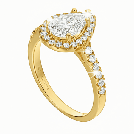 Anillo de Compromiso Afrodita 370 Plata Maciza Bañado en Oro T10