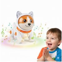 Robot Mascota Perro Musical Luces Bota Humo Ruedas en las Patitas Juguete Robot para Niños Naranja